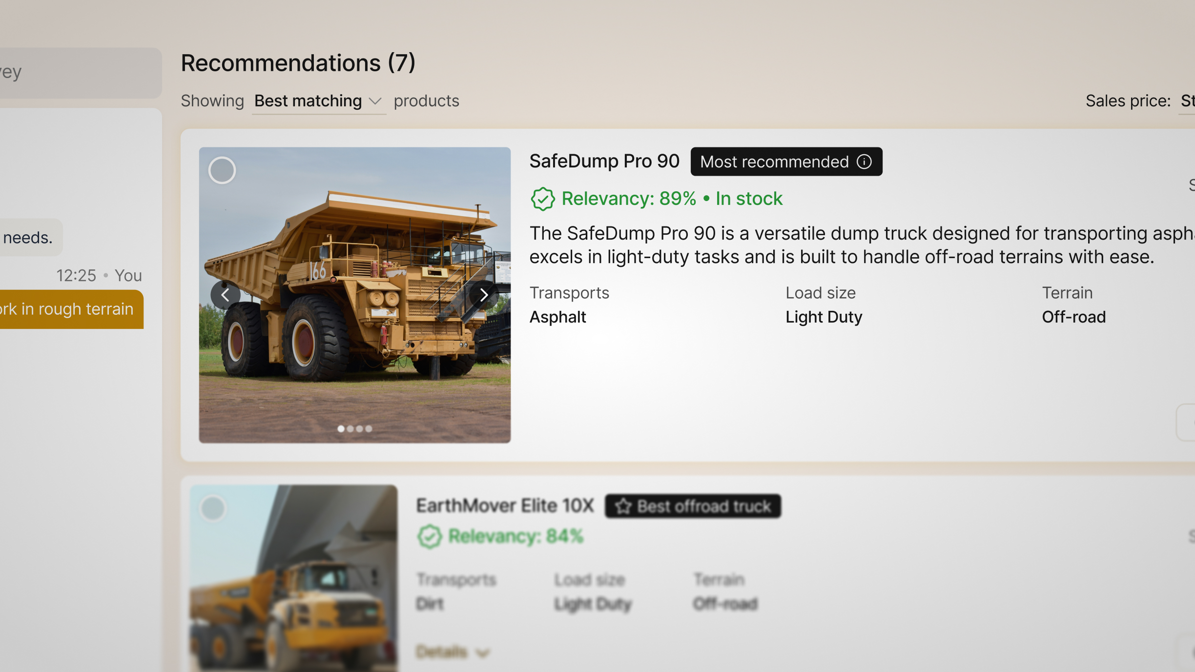 Top product highlight UI